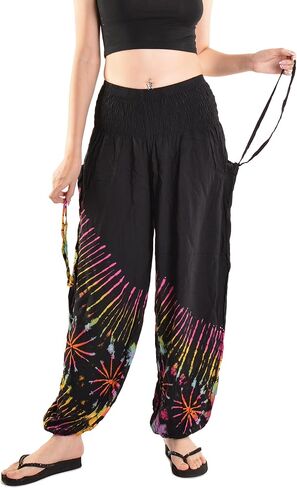 Orient Trail Women's Hippie Bohemian Palazzo Yoga Scrunched Bottom Tie Dye Harem Pants in Saudi Arabia