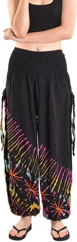 Orient Trail Women's Hippie Bohemian Palazzo Yoga Scrunched Bottom Tie Dye Harem Pants in Saudi Arabia