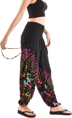 Orient Trail Women's Hippie Bohemian Palazzo Yoga Scrunched Bottom Tie Dye Harem Pants in Saudi Arabia