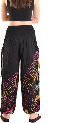 Orient Trail Women's Hippie Bohemian Palazzo Yoga Scrunched Bottom Tie Dye Harem Pants in Saudi Arabia