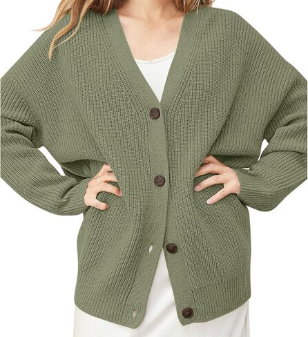 سترة صوفية نسائية خفيفة الوزن من Senllen برقبة على شكل حرف V مفتوحة من الأمام معطف كبير الحجم 2023 ملابس خارجية متماسكة مع زر in Kuwait