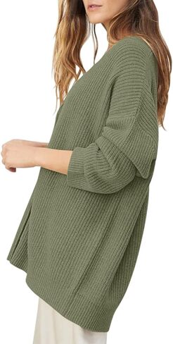 سترة صوفية نسائية خفيفة الوزن من Senllen برقبة على شكل حرف V مفتوحة من الأمام معطف كبير الحجم 2023 ملابس خارجية متماسكة مع زر in Kuwait