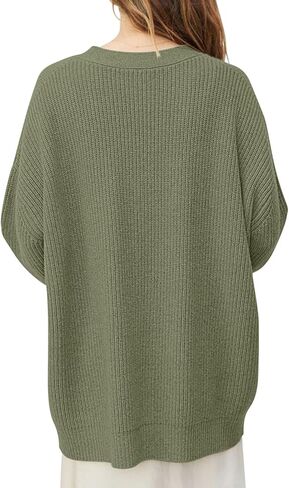 سترة صوفية نسائية خفيفة الوزن من Senllen برقبة على شكل حرف V مفتوحة من الأمام معطف كبير الحجم 2023 ملابس خارجية متماسكة مع زر in Kuwait