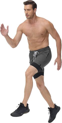 شورت سباحة رجالي من YuKaiChen ببطانة مضغوطة سريعة الجفاف على الشاطئ مع جيوب بسحاب in Kuwait