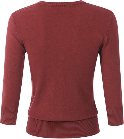 JSCEND Women's 3/4 Sleeve Crew Neck Button Down Stretch Knit Cardigan Sweater (S-3XL) in Saudi Arabia