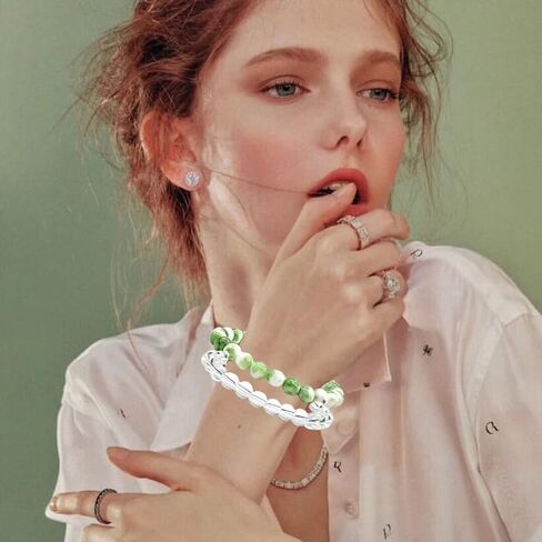 sroben 12pcs 6mm / 8mm شبه الكريمة الأحجار الكريمة مطرز أساور للنساء الرجال فتاة جولة الخرز حجر شفاء كريستال اليشم سوار مجموعة اليدوية تمتد حجر الطاقة أساور الفتيات المجوهرات الهدايا in Kuwait