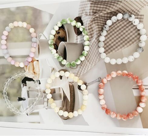 sroben 12pcs 6mm / 8mm شبه الكريمة الأحجار الكريمة مطرز أساور للنساء الرجال فتاة جولة الخرز حجر شفاء كريستال اليشم سوار مجموعة اليدوية تمتد حجر الطاقة أساور الفتيات المجوهرات الهدايا in Kuwait