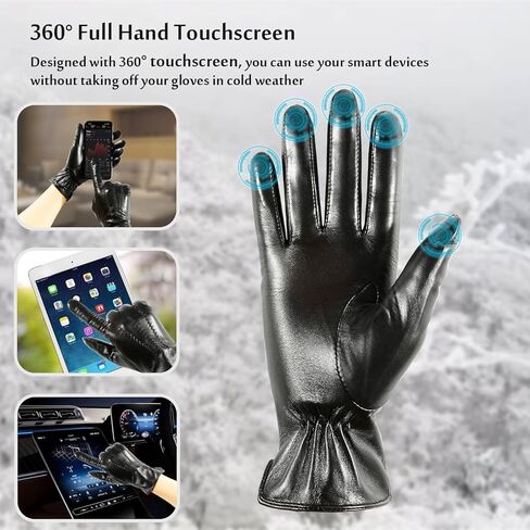 قفازات SIEFERSN الشتوية من الجلد الطبيعي للنساء مع شاشة تعمل باللمس 1234125019 in Kuwait