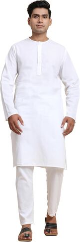 SKAVIJ Men's Tunic Cotton Kurta Pajama Indian Casual Ethnic Wear Dress in Saudi Arabia
