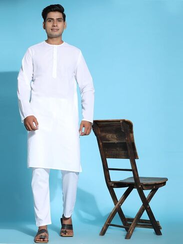 SKAVIJ Men's Tunic Cotton Kurta Pajama Indian Casual Ethnic Wear Dress in Saudi Arabia