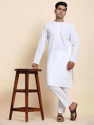 SKAVIJ Men's Tunic Cotton Kurta Pajama Indian Casual Ethnic Wear Dress in Saudi Arabia