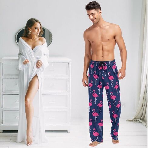 visesunny Stylish Men's Pajama Pants 100% Cotton Lounge Soft Warm Sleepwear Pants PJ Bottoms Drawstring and Pockets in Saudi Arabia