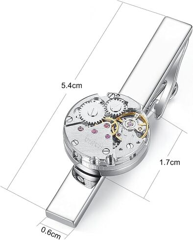 HONEY BEAR Mens Watch Tie clips Bar - Inmovable Steampunk Stainless Steel for Business Wedding Gift 5.4cm in Saudi Arabia
