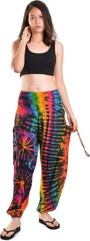 Orient Trail Women's Hippie Bohemian Palazzo Yoga Scrunched Bottom Tie Dye Harem Pants in Saudi Arabia