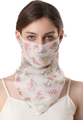 Silk Scarf Mask with Filter Pocket, Multifunctional Bandana Scarf with Adjustable Ear Loops in Saudi Arabia