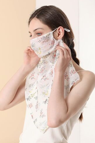 Silk Scarf Mask with Filter Pocket, Multifunctional Bandana Scarf with Adjustable Ear Loops in Saudi Arabia