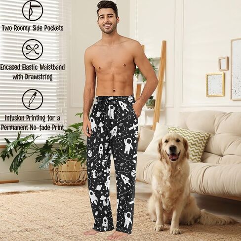 visesunny Stylish Men's Pajama Pants 100% Cotton Lounge Soft Warm Sleepwear Pants PJ Bottoms Drawstring and Pockets in Saudi Arabia