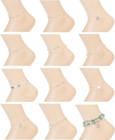 Masedy 24 قطعة الخلخال خواتم اصبع القدم للنساء الفتيات أساور الخلخال قابل للتعديل المفتوحة تو خاتم الشاطئ مجوهرات للقدم in Kuwait