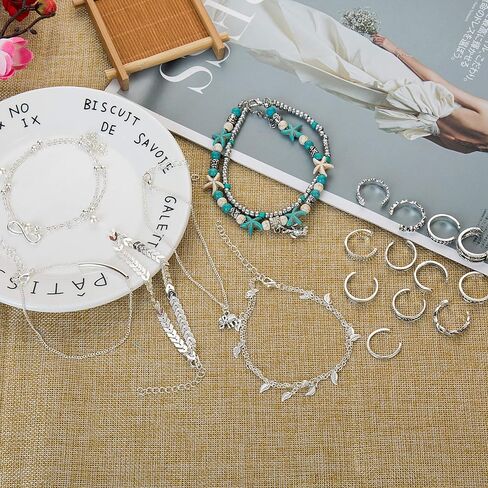 Masedy 24 قطعة الخلخال خواتم اصبع القدم للنساء الفتيات أساور الخلخال قابل للتعديل المفتوحة تو خاتم الشاطئ مجوهرات للقدم in Kuwait