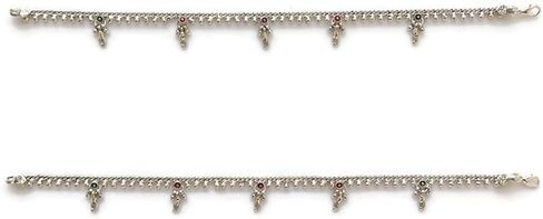 زوج من خلخال سلسلة الكاحل | مجوهرات قدم الشاطئ بوهو الغجر الهبي | لمسة نهائية مؤكسدة عتيقة مطلية بالفضة | أعمال لحام دقيقة مصنوعة يدويًا | بوليوود بايال in Kuwait