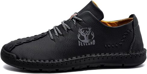 FLYLAND Men's Causal Loafers Leather Handmade Driving Oxford Flats Comfortable Walking Shoes Chukka Boots Business Work Office Shoes in Kuwait