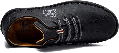FLYLAND Men's Causal Loafers Leather Handmade Driving Oxford Flats Comfortable Walking Shoes Chukka Boots Business Work Office Shoes in Kuwait