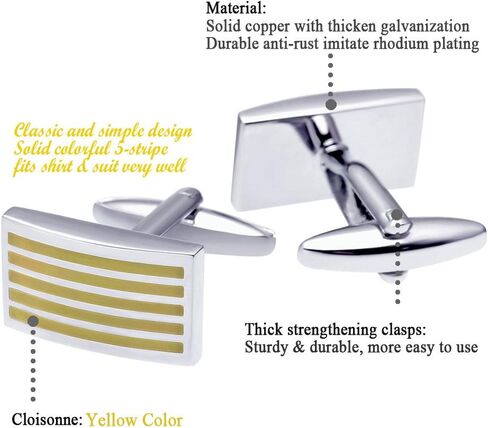 Salutto Men's Five Striped Cufflinks with Gift Box in Saudi Arabia