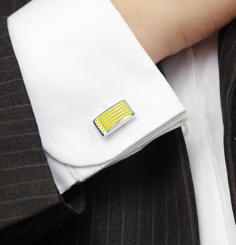 Salutto Men's Five Striped Cufflinks with Gift Box in Saudi Arabia