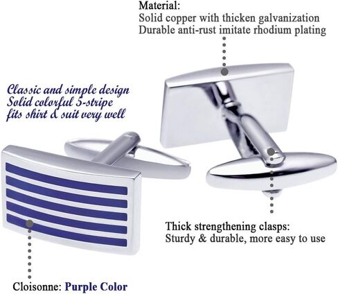 Salutto Men's Five Striped Cufflinks with Gift Box in Saudi Arabia