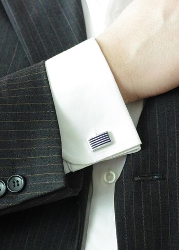 Salutto Men's Five Striped Cufflinks with Gift Box in Saudi Arabia
