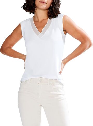 NIC+ZOE Women's Drapey Rib Mesh Trim Tank in Saudi Arabia