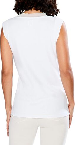 NIC+ZOE Women's Drapey Rib Mesh Trim Tank in Saudi Arabia
