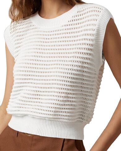 Lueluoye Women's Summer Knit Sweater Vest Cap Sleeve Casual Trendy Crew Neck Ribbed Pullover Tank Tops in Saudi Arabia
