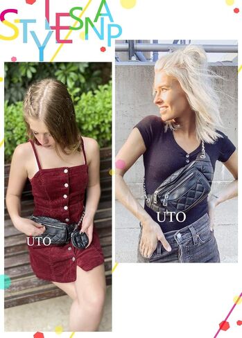 حقيبة خصر للسفر خفيفة الوزن من Fanny-Pack-for-Women-Leather نباتية UTO مع محفظة للعملات المعدنية بسحاب باللون الأسود in Kuwait