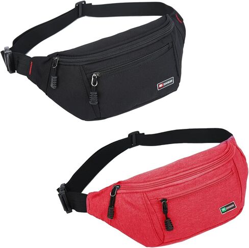 2 Packs Fanny Packs for Men and Women, Water Resistant Sports Waist Pack Bag Hip Bum Bag for Travel Hiking Running in Kuwait