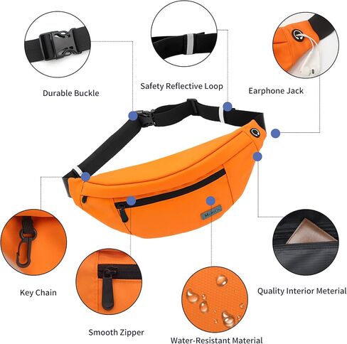 Large Crossbody Fanny Pack for men women with 4-Zipper Pockets,Waist bag for Workout Traveling Hiking Running Walking Outdoors Sport Fishing Waist Pack… in Saudi Arabia