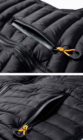 HOW'ON الرجال خفيفة الوزن مقنعين مبطن سترة منتفخة يندبروف الدافئة جاكيت بلا إكمام للسفر المشي لمسافات طويلة الجري الغولف in Kuwait