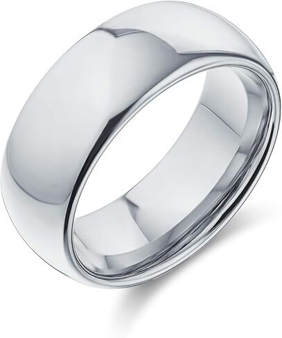 Plain Simple Wide Dome Black Or Silver Couples Titanium Wedding Band Ring For Men For Women Comfort Fit 8MM Size 5-14 in Saudi Arabia