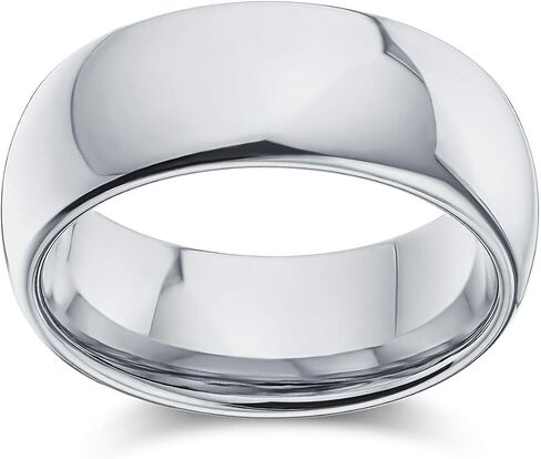 Plain Simple Wide Dome Black Or Silver Couples Titanium Wedding Band Ring For Men For Women Comfort Fit 8MM Size 5-14 in Saudi Arabia