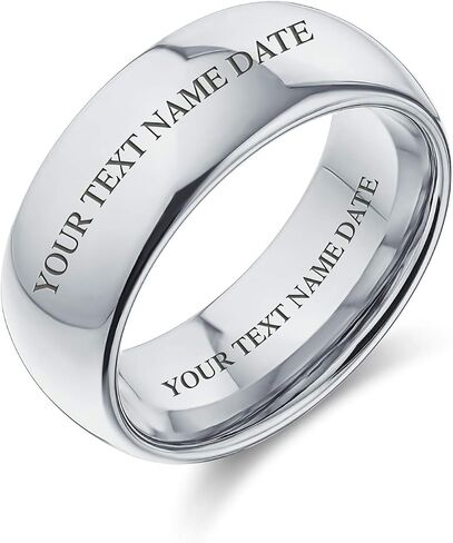 Plain Simple Wide Dome Black Or Silver Couples Titanium Wedding Band Ring For Men For Women Comfort Fit 8MM Size 5-14 in Saudi Arabia