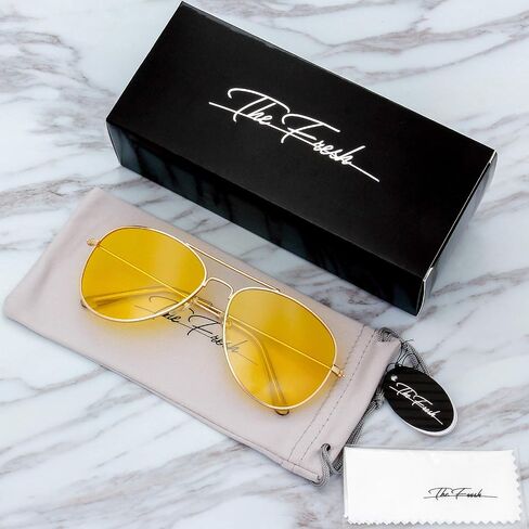 The Fresh Men Women Driving Polarized HD Sight Night Vision Driving Anti-Glare Glasses Yellow Lens Frame Ultra Light in Saudi Arabia
