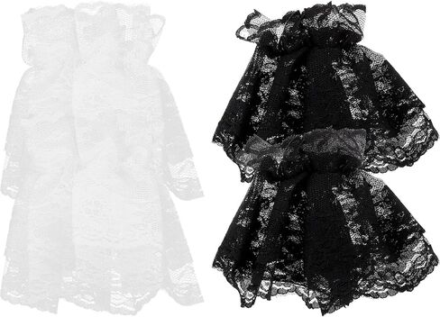 MAGICLULU 2 pairs Wrist Floral Layered Lace Cuff Lolita Hand Sleeve Wrist Cuffs Women Bracelet Lolita Hand Sleeve for Wedding Party in Saudi Arabia