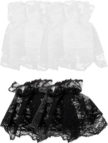 MAGICLULU 2 pairs Wrist Floral Layered Lace Cuff Lolita Hand Sleeve Wrist Cuffs Women Bracelet Lolita Hand Sleeve for Wedding Party in Saudi Arabia