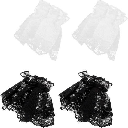 MAGICLULU 2 pairs Wrist Floral Layered Lace Cuff Lolita Hand Sleeve Wrist Cuffs Women Bracelet Lolita Hand Sleeve for Wedding Party in Saudi Arabia