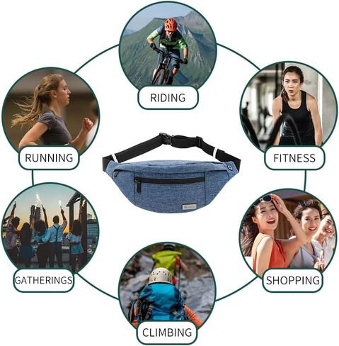 حقيبة الخصر الكبيرة من MOBICO للرجال والنساء مع جيوب بأربعة سحاب، حقيبة خصر للتمرين والسفر والمشي لمسافات طويلة والجري والمشي في الهواء الطلق ورياضة صيد الأسماك in Kuwait