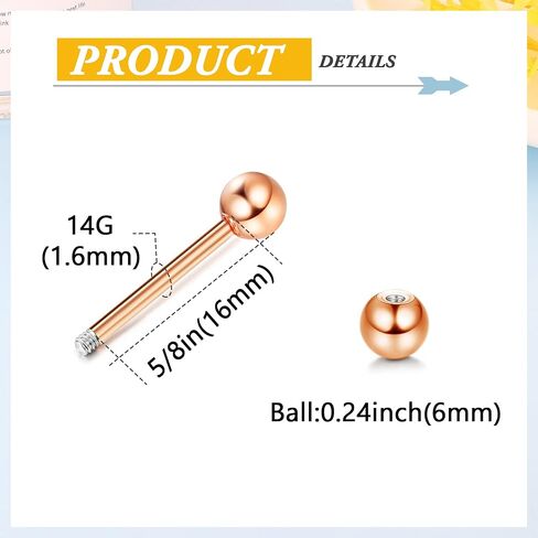 حلقات اللسان 14G من Drperfect للنساء والرجال من الفولاذ المقاوم للصدأ ومجوهرات ثقب اللسان in Kuwait