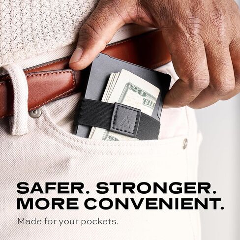 حزمة محفظة KeySmart STATIK Ultimate - محفظة Statik Pop Up Wallet SmartCard رفيعة لتتبع المحفظة - حجب RFID، تصميم بسيط والعثور على تطبيقي - يحمل إجمالي 15 بطاقة - ألومنيوم أسود in Kuwait