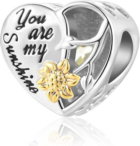 QeenseKc Gold Openable Sunflower Charm with CZ Flower Enamel Bead fit Pandora and European Bracelets in Saudi Arabia