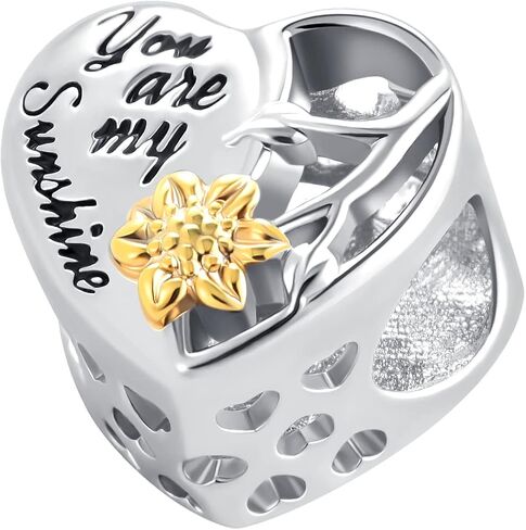 QeenseKc Gold Openable Sunflower Charm with CZ Flower Enamel Bead fit Pandora and European Bracelets in Saudi Arabia