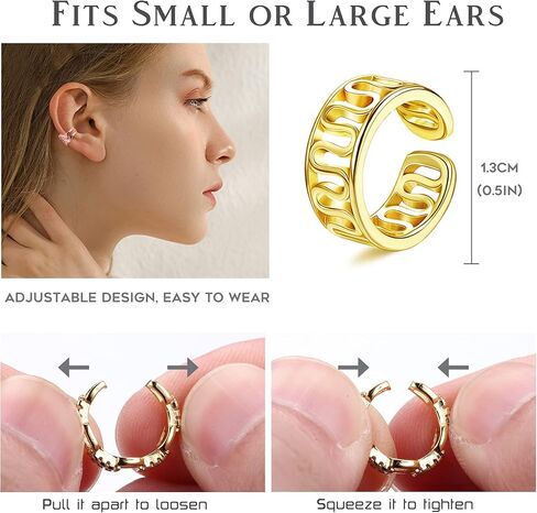 هاياسو 20 قطعة من اقراط الاذن غير قابلة للتعديل بمشبك على الاذن والغضروف, مكعب زركونيا, مكعب زركونيا in Kuwait